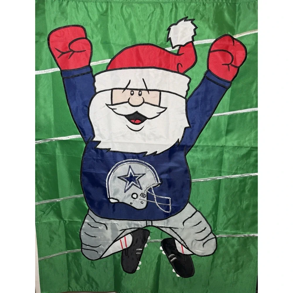 Dallas Cowboys Santa Claus Ho Ho Ho Go Go Go Flag-27.5 x40 in